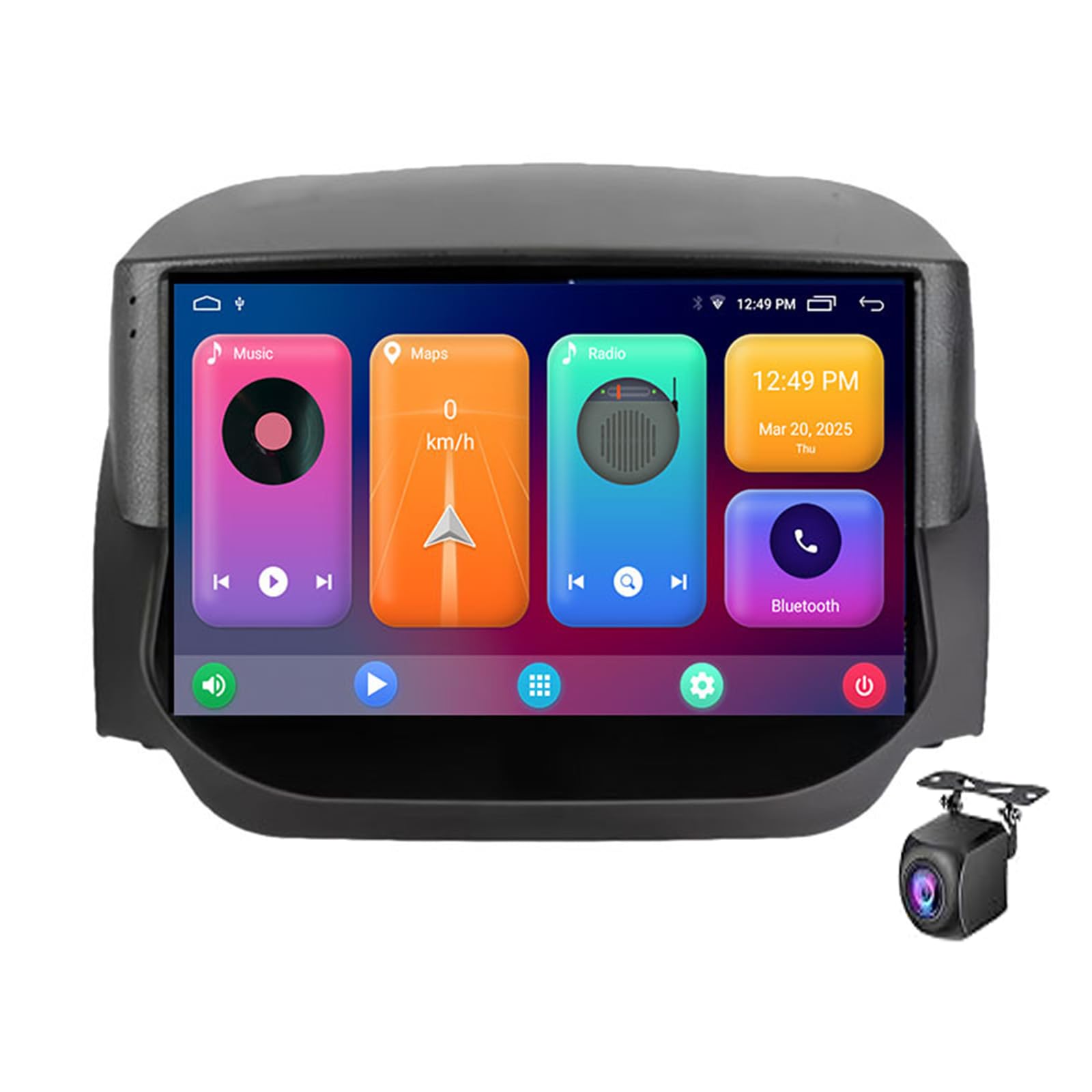 Uipob Android 15 Car Radio Stereo for Fo-rd EcoSport 2014-2018, Built in Wireless CarPlay Android Auto GPS Navigation Bluetooth WiFi 9" Touchscreen Display FM SWC Rear View(Size:8Core 8+256G)