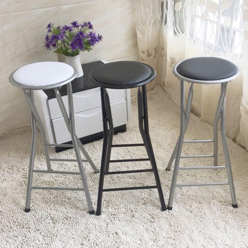 Taburete Folding Bar Stool Portable Backless Padded Tall Chair Stool 24/28" Heavy-Duty Counter Height Bar Stool for Kitchen Recreation Room and Game Room 225lb Capacity Counter Silla