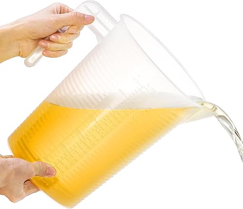 Miniatura 5 de WUWEOT Paquete de 2 jarras de medición de 125 onzas, jarra grande de mezcla de plástico, tabla de conversión de EE. UU., taza medidora graduada de