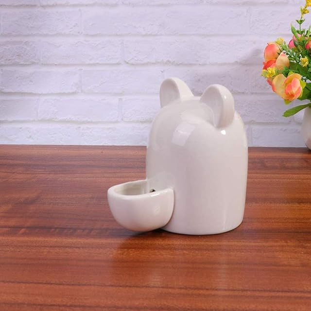 Foto 8 de 8 de Jsleid Dispensador de agua para animales pequeños, fuente automática de cerámica, 300 ml, blanco, para hámster