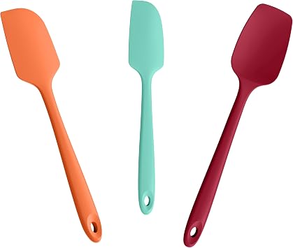 3-Piece Silicone Spatula Scrapers Doosu 600F Heat Resistant Food Grade Kitchen BPA Free Rubber Baking Cooking Tool Nonstick Utensil Set for Mixing, Scraping, Folding, Stirring, Serving Multi-5