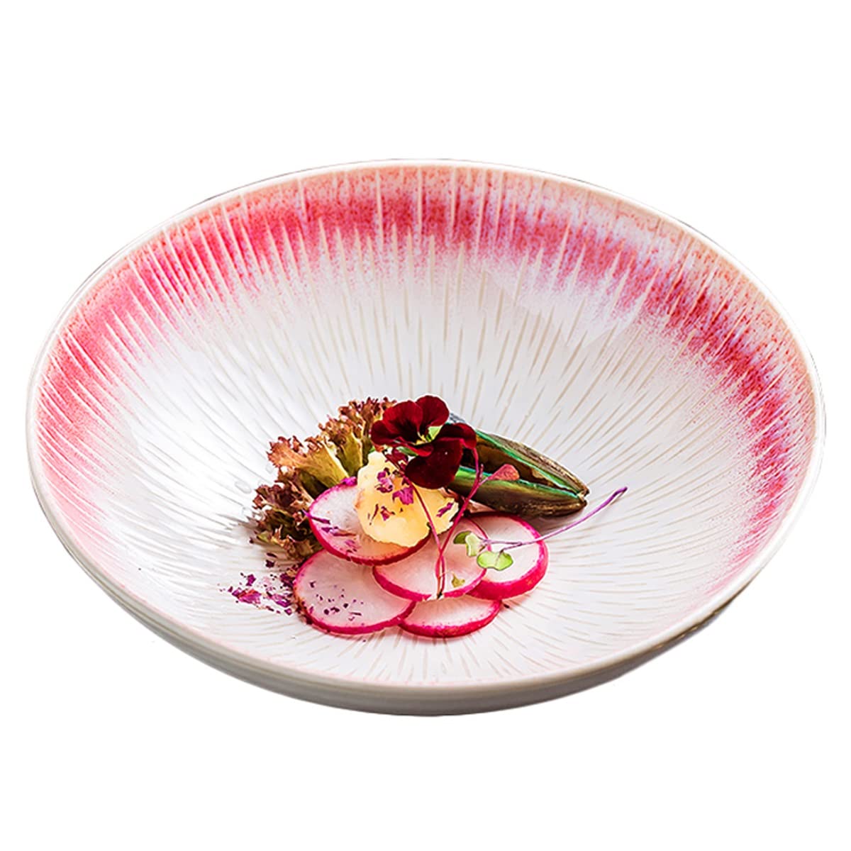 Misa emaliowana Misa ceramiczna w kolorze emalii Różowa miska ceramiczna, 9,5-calowy talerz do zupy sałatkowej, makaron ramen z możliwością układania w stosy porcelanowe miski do serwowania owoców mis