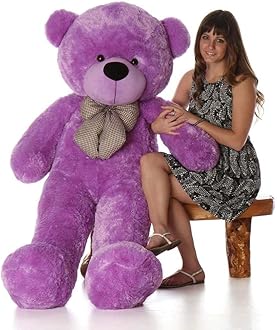 OSJS Toys Very Soft Lovable/Fluffy/SpongyHuggable Cute Teddy Bear with Neck Bow for Girlfriend/Birthday Gift/Boy/Girl/Valentine/Anniversary (Purple, 5 Feet)