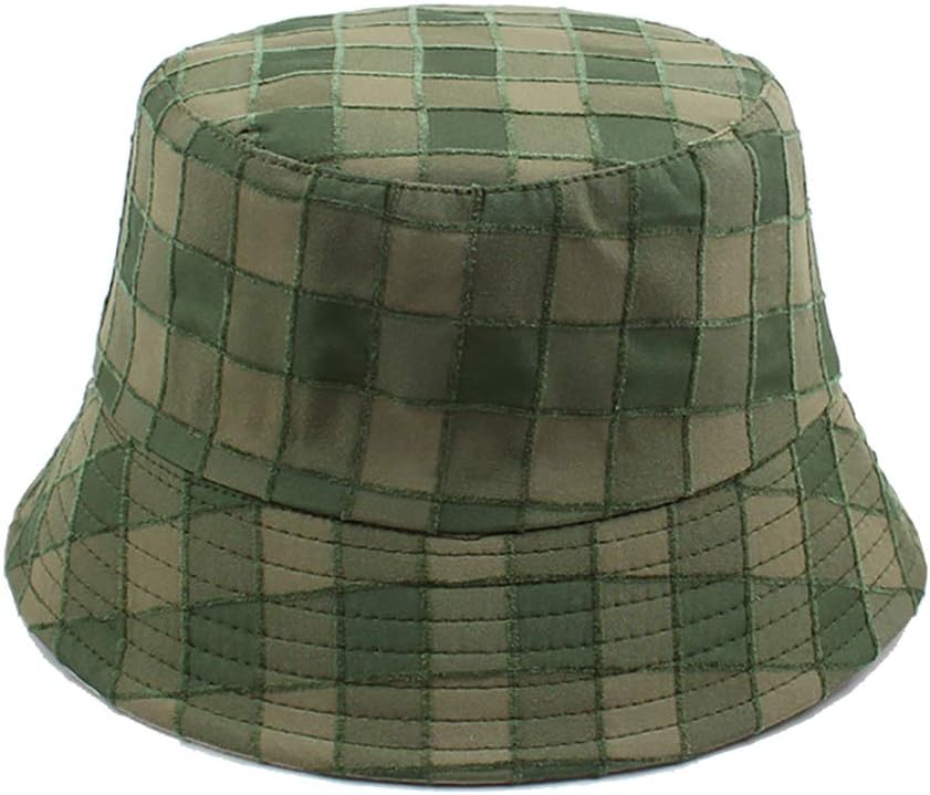 Reversible Plaid Bucket Hats for Men Women Outdoor Spring Summer Fishing Fisherman Sun Cap Foldable