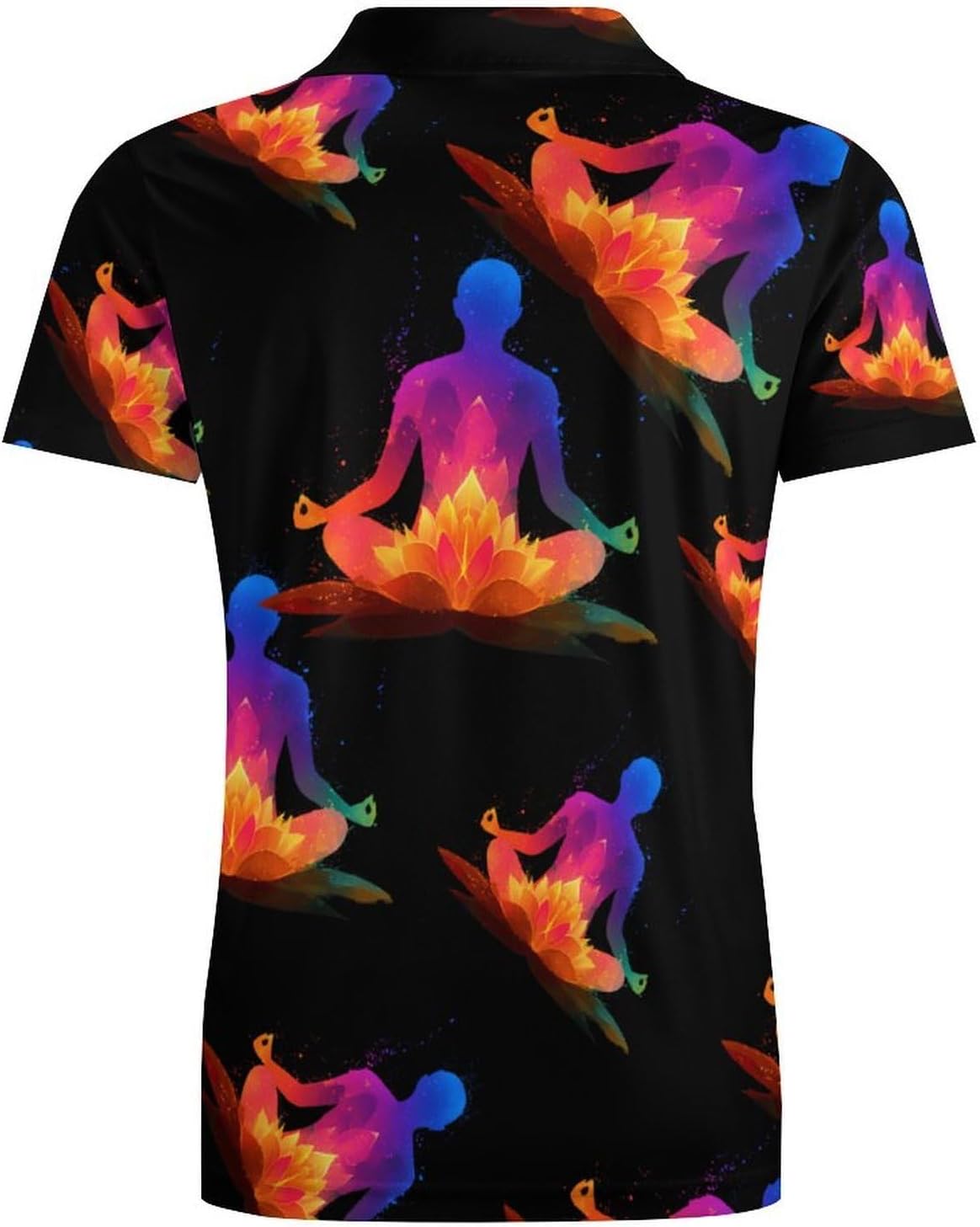 Colorful Lotuses Chakra Energy Men Polo Shirt Short Sleeve Golf Shirts | Casual,Sport,Business,Gym,T-Shirt,Work Athletic,Men's Shirt