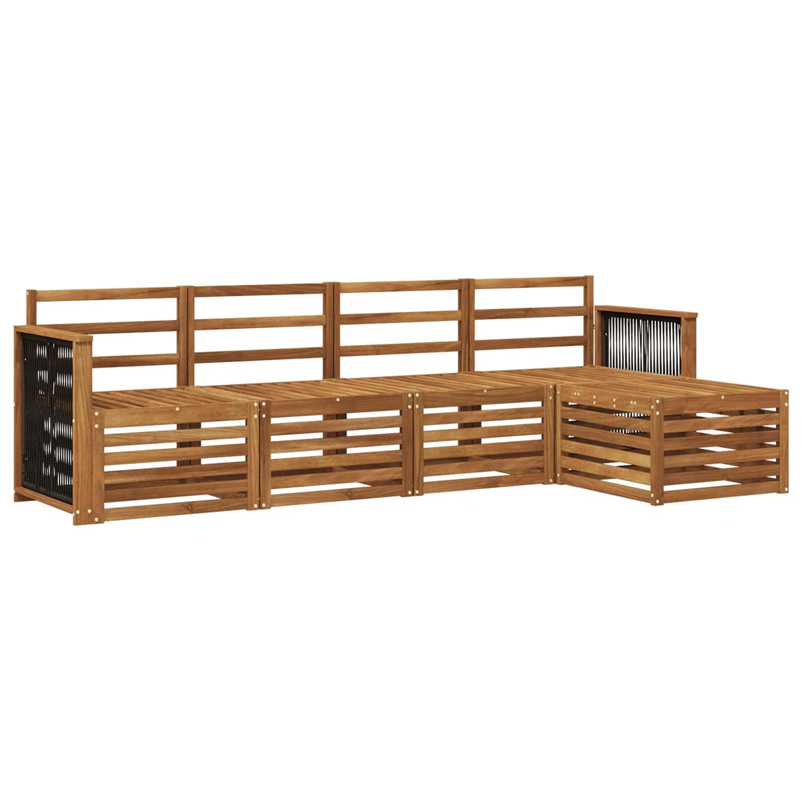 Salon de terrasse en bois vidaXL avec canapés d'extérieur 5 pièces beige