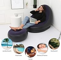 Vista 6 de STARBRILLIANT Silla inflable para sala de estar con taburete para pies de descanso, tumbonas plegables para interiores con bomba de aire, silla