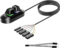Desktop Computer External PC Power Button with RGB Light Multifunctional Computer Power Switch for Home Desktop E-Sports Internet Cafes Easy Start and Reset Control with Motherboard Cable 1.8M/5.9FT