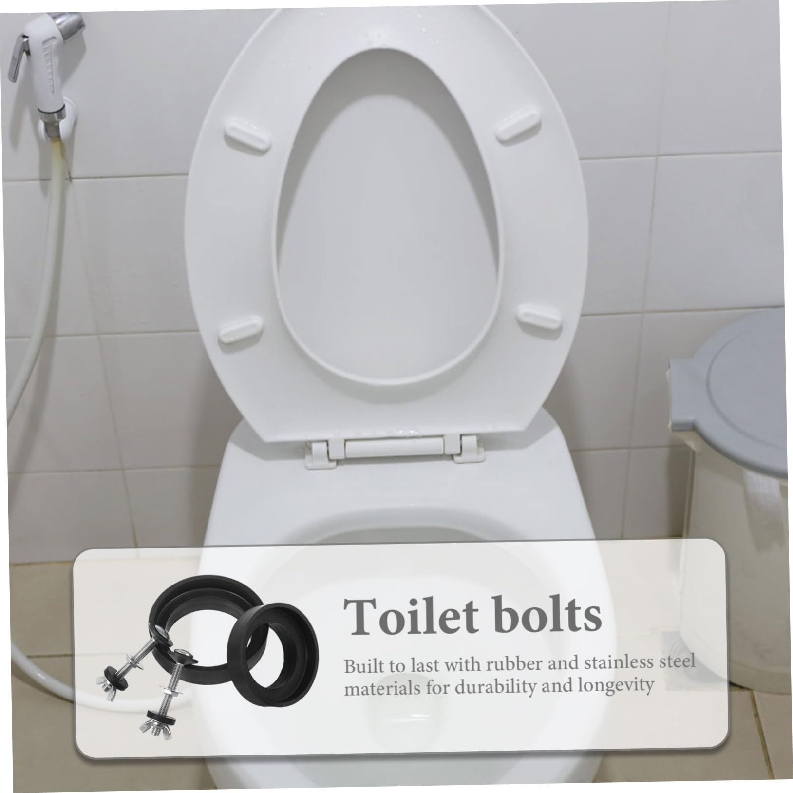 Lurrose 4 Sätze Toilettenschraube Dichtungsring Toilettensitzschrauben runden Teile Toilettensitz rund Toilettentank-Ersatzset Toilettenanschluss Toilettentankschrauben und Dichtung Gummi