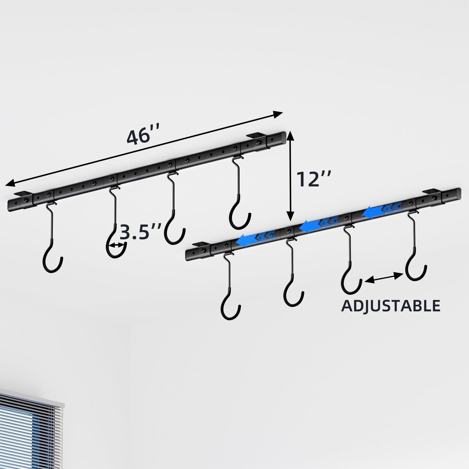Urban Deco Portabici da soffitto per garage, sistema di ganci per biciclette con 8 ganci regolabili da soffitto per contenere 4-8 biciclette, soluzioni di archiviazione per biciclette da garage per