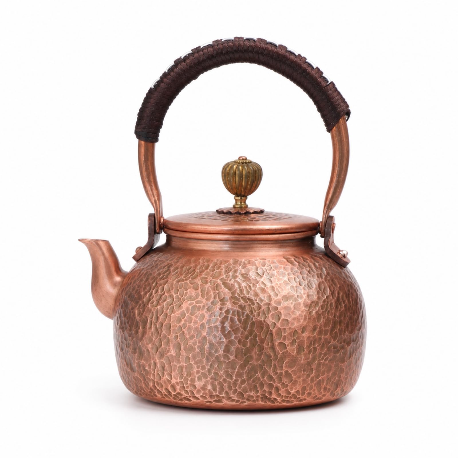 Tetera con Asa Tetera Cobre Tradicional Hervidor para Aficionados l Té Té, Coleccionis, Cocina, 600ml, Martillado