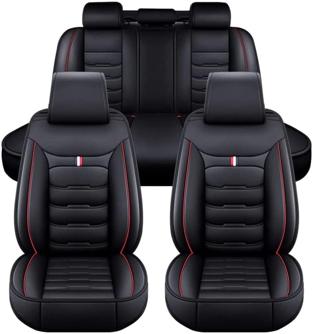 Car Seat Covers for Mazda CX-5 (KF) II 2017 2018 2019-2023, Leather Car Seat Cover Full Set Waterproof Vehicle Cushion Seat Protectors Car Accessories,B Black Red