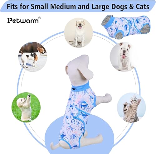 Miniatura 5 de PetWarm Traje de cirugía para perros machos neutros, traje de cirugía para perros, alternativas de cono de vergüenza, body para heridas abdominales,