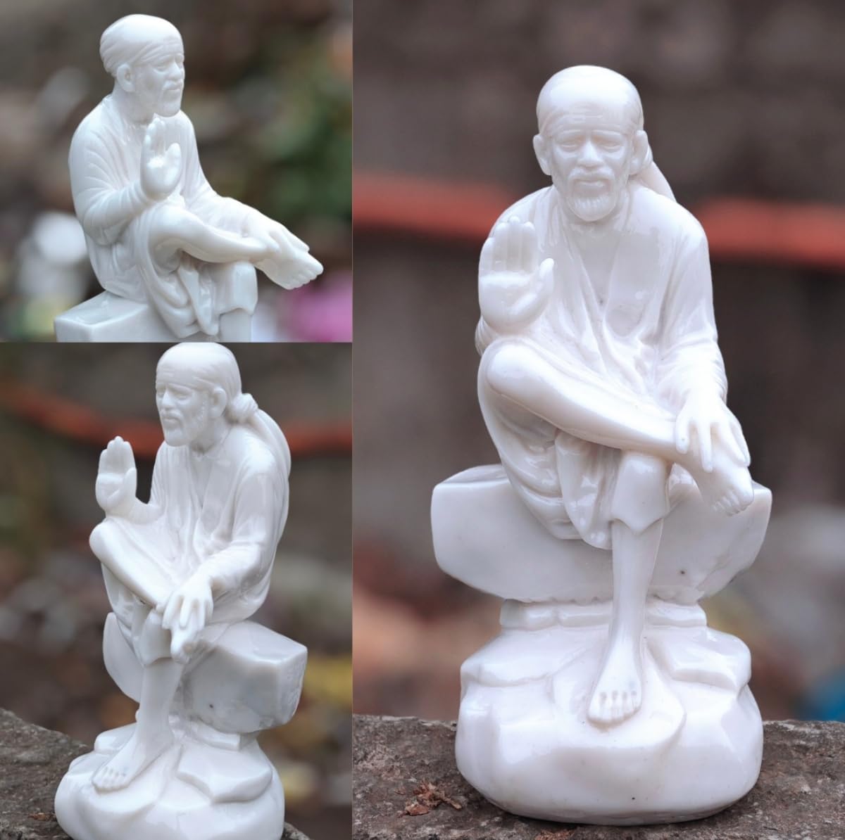 Italian Marble Ashirwad Baba Idol - Home & Pooja Decor -4