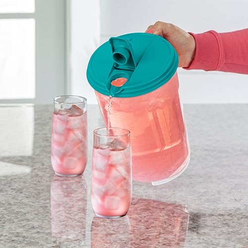 Miniatura 5 de Sterilite Jarra redonda de 1 galón, boquilla y mango para verter fácilmente agua o jugo, plástico, apta para lavavajillas, plástico, transparente