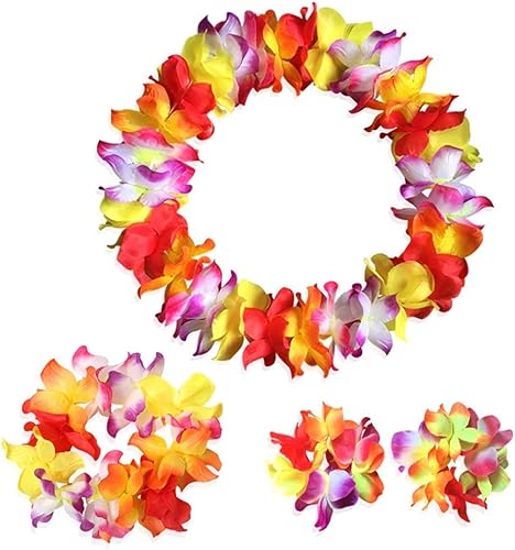 4 piezas de leis hawaianas multicolor para fiesta de graduación, fiesta de baile, accesorios de fotos en exteriores (multicolor)