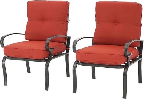 Skiway Juego de muebles de 2 piezas con marco de acero metálico para exteriores, silla de comedor bistró para patio, sillas de conversación bistró