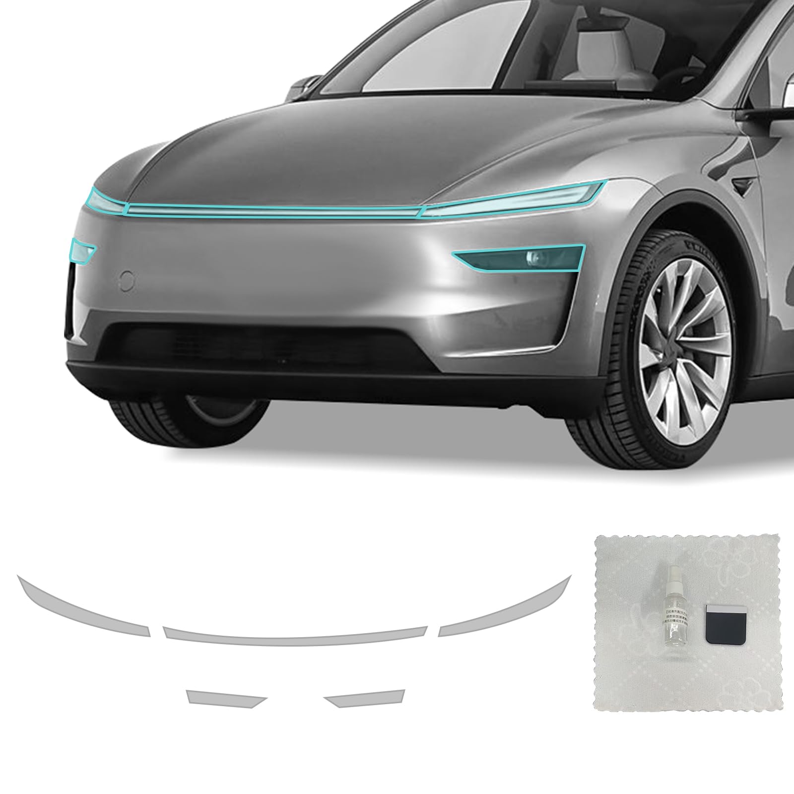 Precut Paint Protective Film 8.5 Mil TPU PPF for 2025 Tesla Model Y Juniper Clear Car HD Scratch Exterior Accessories (Headlights + Foglights)