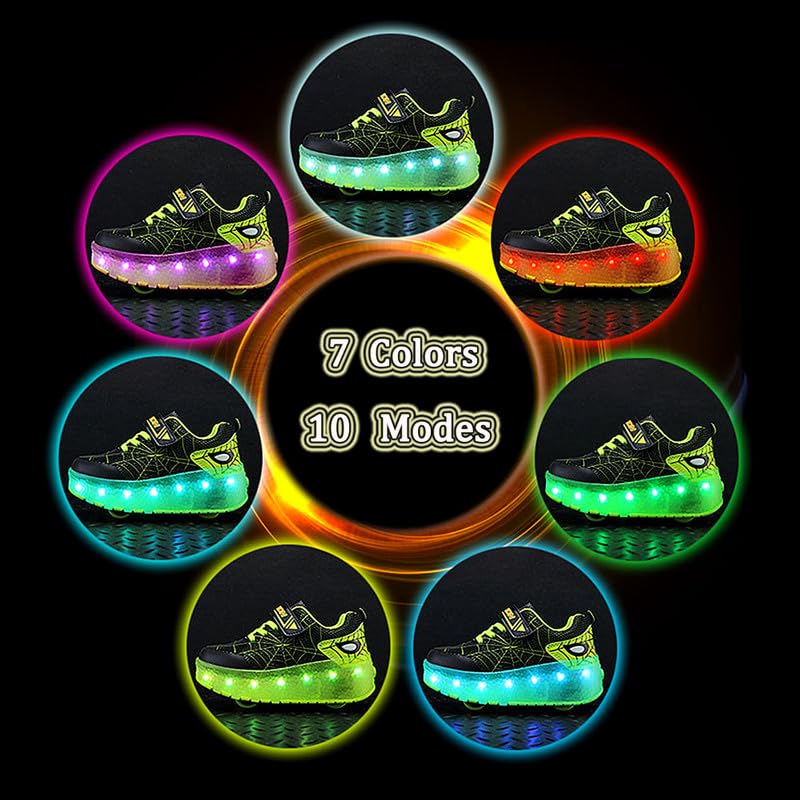 BFOEL Rechargeable Roller Shoes for Boys Girls Age 6-14 with LED Light-Up Kids Sneakers for Outdoor Play, Birthday3