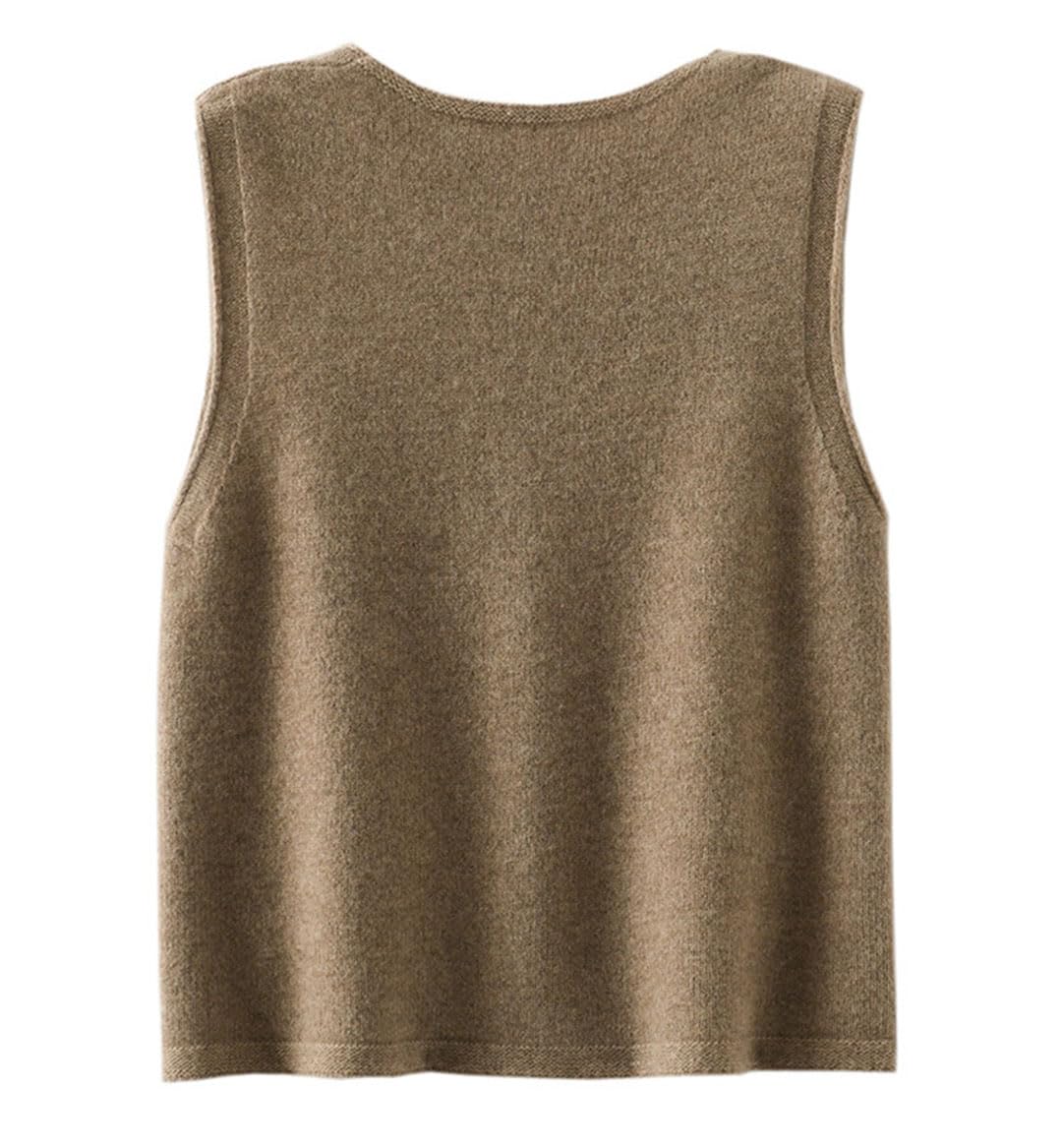 Alloaone Gilet Ample À Col en V pour Femmes, sans Manches, en Cachemire Tricoté avec Poche, Cardigan À La Taille
