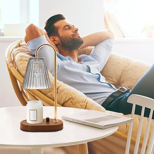 Miniatura 8 de Calentador de velas regulable compatible con velas en frasco, lámpara de mesa con calor ajustable, derretidor eléctrico de velas con pantalla de