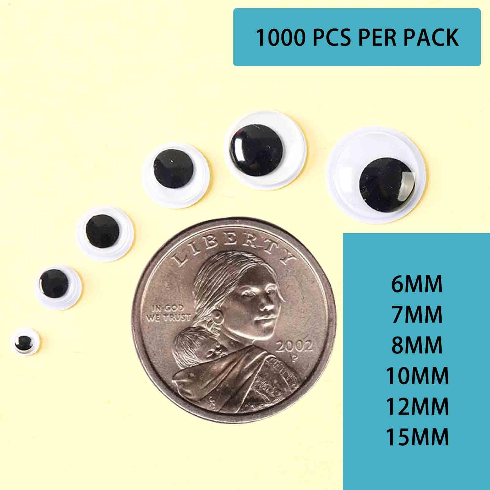 humyeam 1000 Pieces 8mm Googly Wiggle Eyes Self-Adhesive Round White Sticker Eyes for DIY Crafts Scrapbooking Decoration