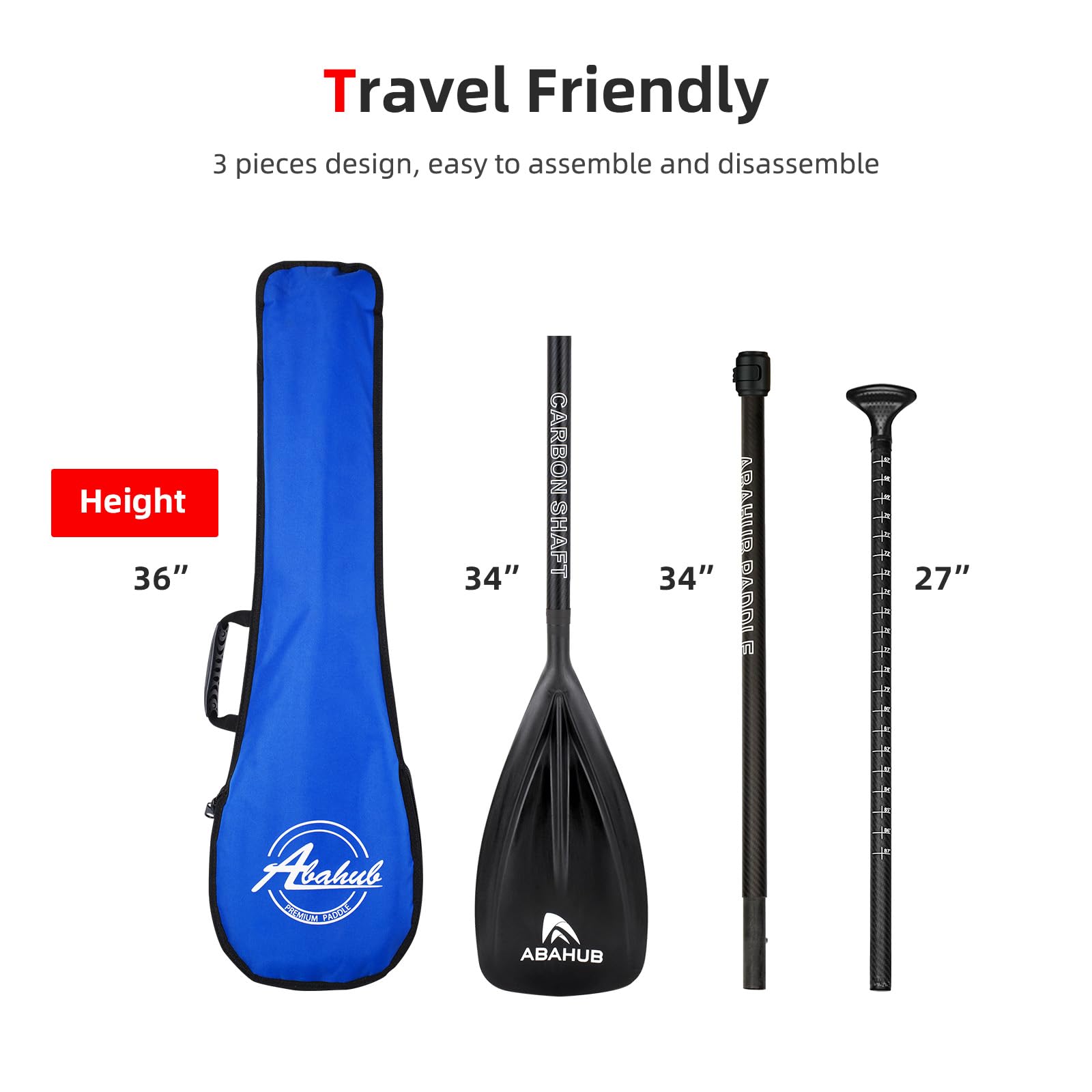 Amazon.com : Abahub 1 x 3 Section Carbon Fiber SUP Paddle
