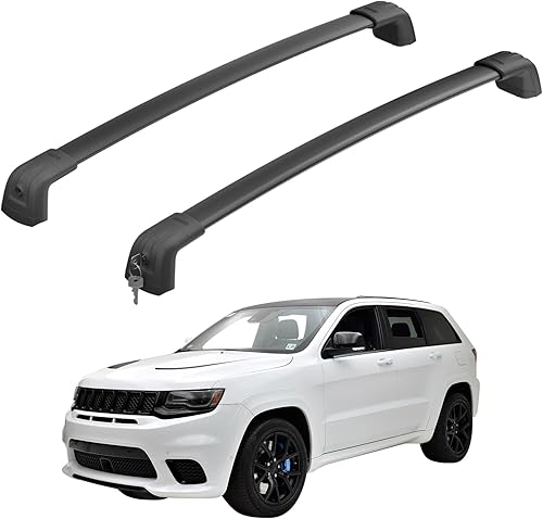Barras transversales para portaequipajes compatibles con Jeep Grand Cherokee Altitude & SRT y Trackhawk 2011-2022 con molduras negras para techo,
