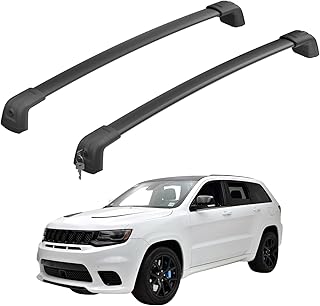 ルーフラッククロスバー Jeep Grand Cherokee Altitude & SRT & Trackhawk 2011-2022に対応 ルーフブラックモールディング アルミカールーフレールクロスバー ルーフカーゴキャリアバイク用 ロック付き