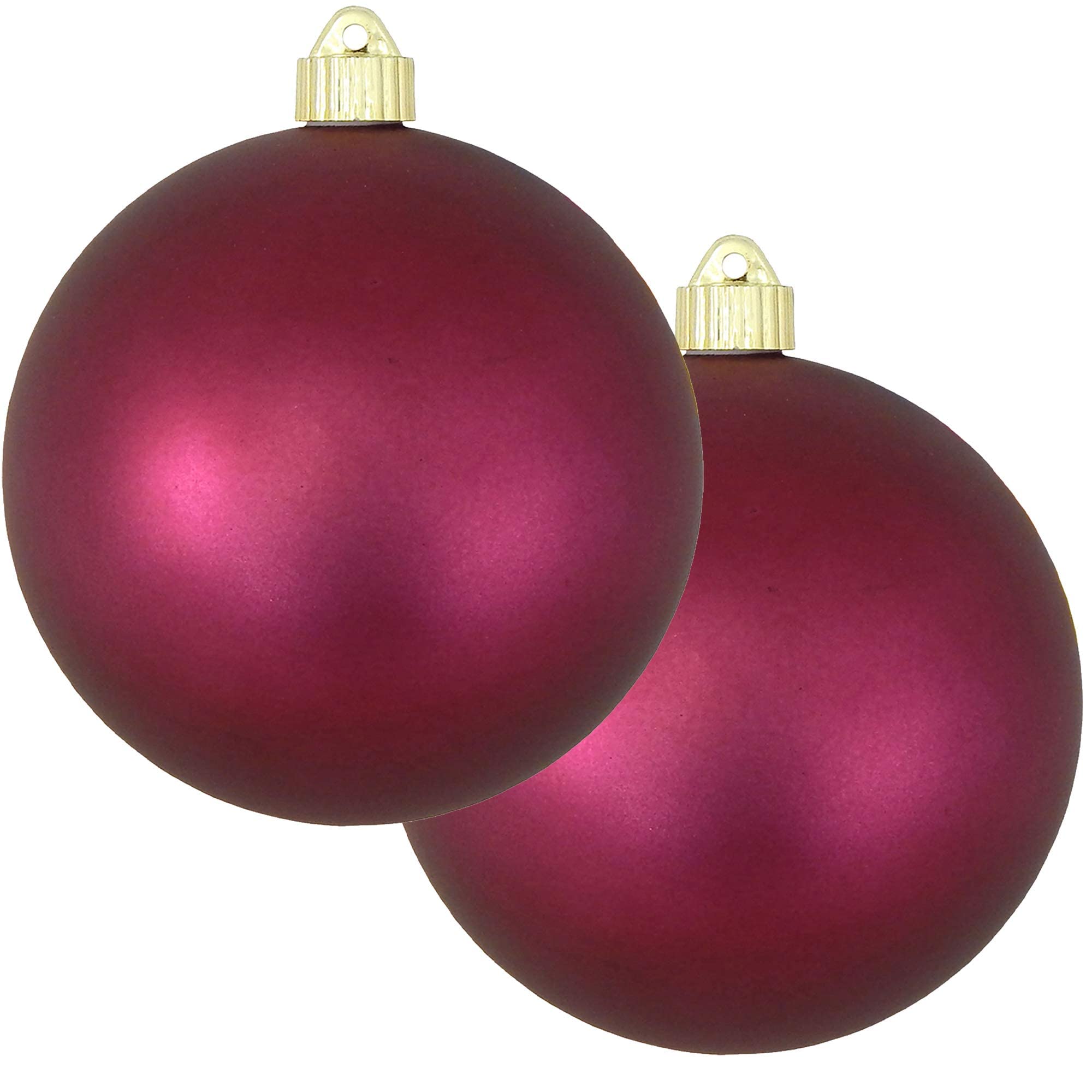 Christmas By Krebs 6" (150mm) Velvet Bayberry Red [2 Pieces] Extra Large Solid Oversized Huge Big Outdoor Plastic, UV Ball Ornament Hanging Tree Decorations