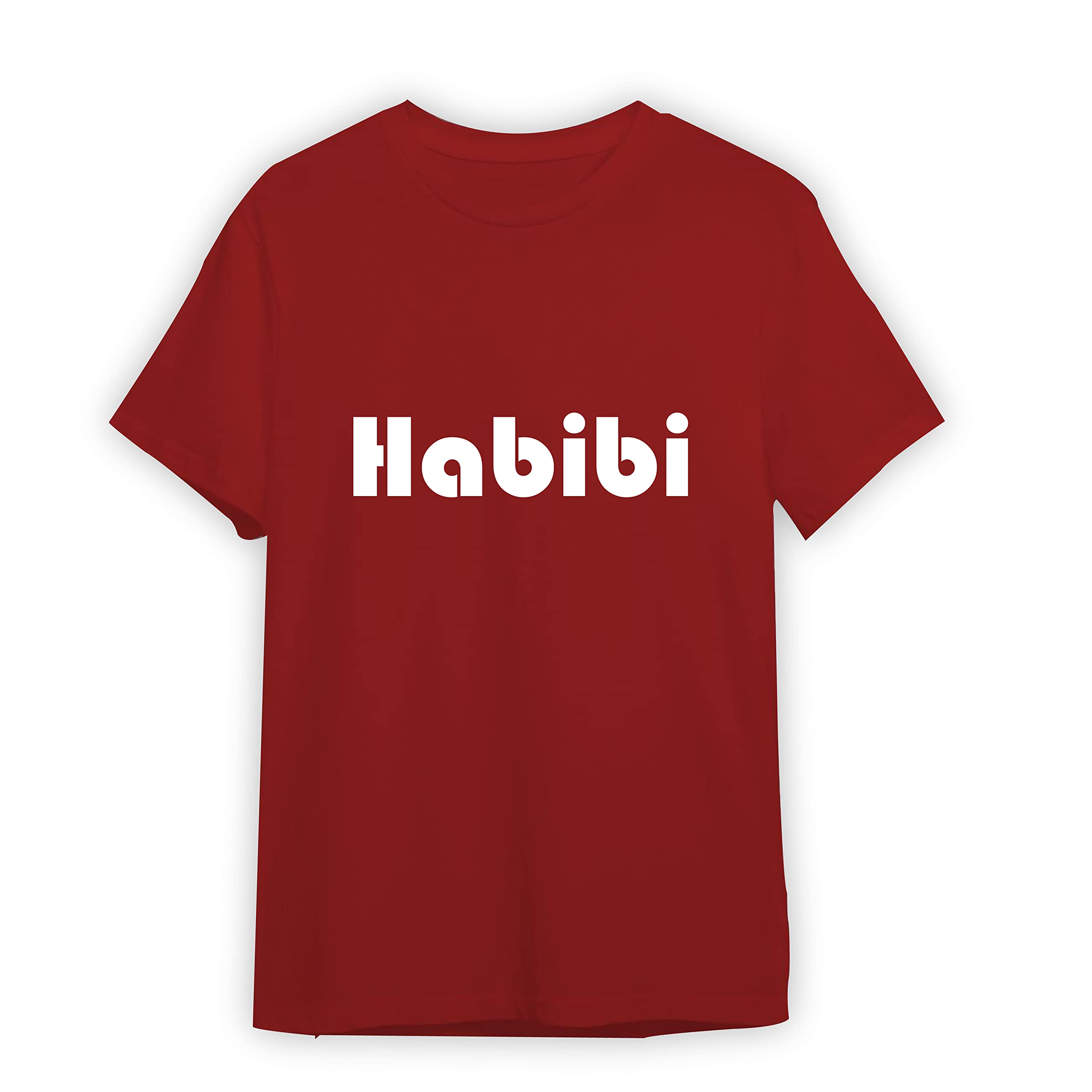 woopme® Round Neck Half Sleeve Regular Fit Habibi Quotes Printed Cotton Men's T-Shirt