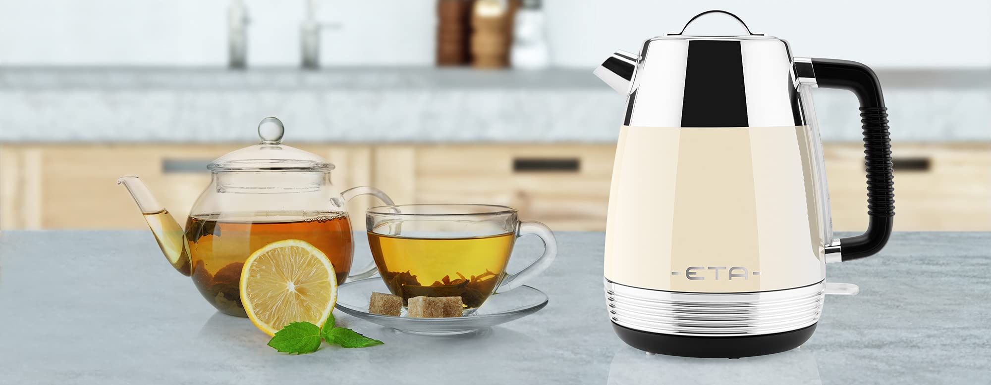 Bollitore Storio I 2200 W I 1,7 L I Indicatore del livello dell'acqua I Spegnimento automatico I Chiusura di sicurezza I Connettore Centrale STRIX I Filtro Filtro a schermo I Beige