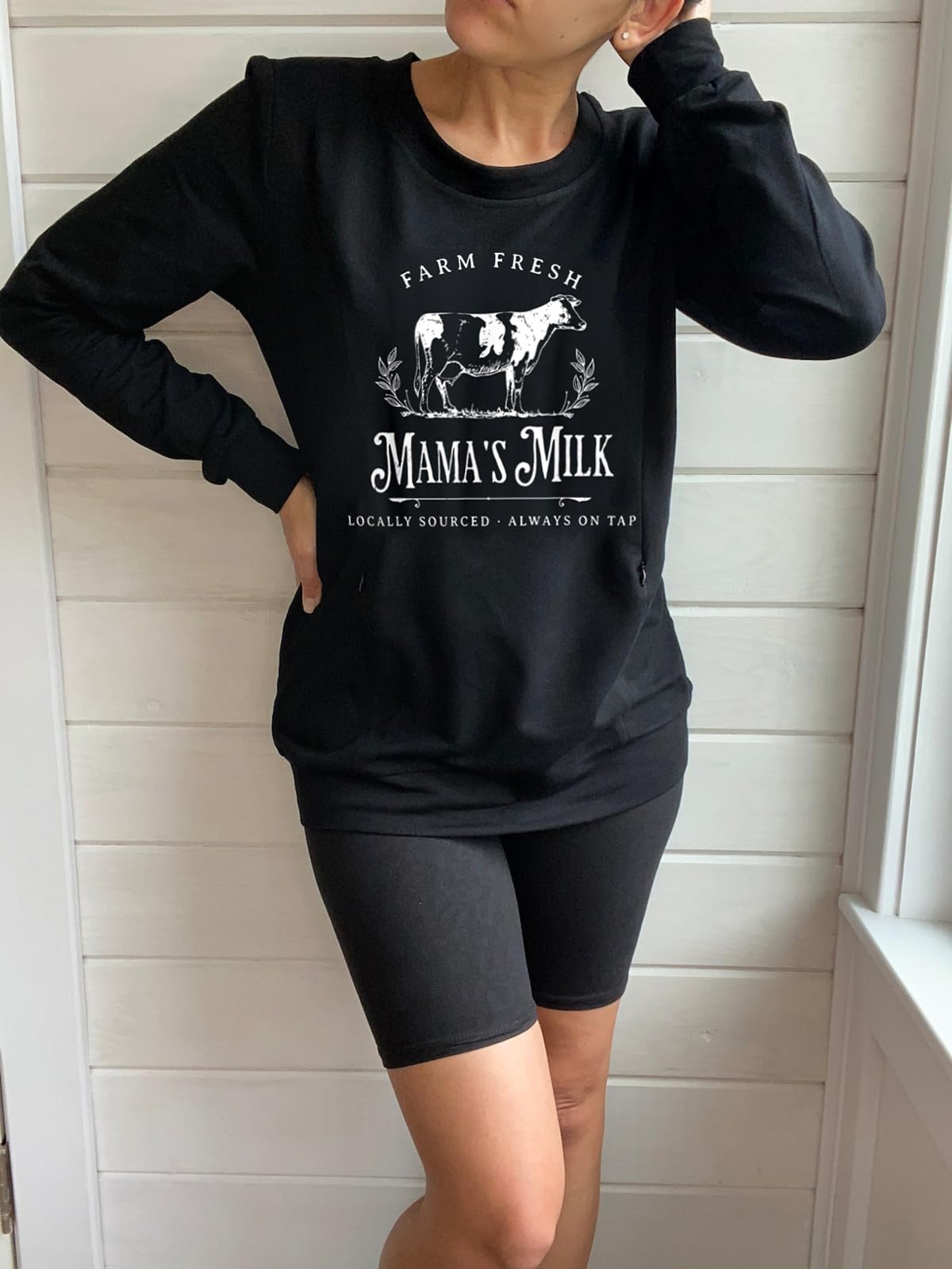 Mama's Daily Farm Fresh Milk Damen-Still-Sweatshirts Reißverschluss Stillfreundlich Mutterschaftspullover