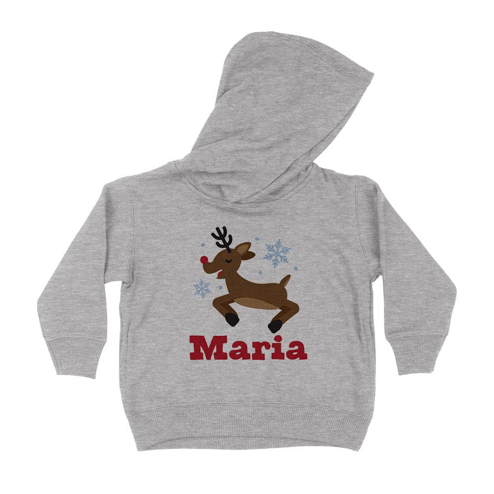 Reindeer Maria Christmas Kids Hoodie Sweatshirt Toddler 2T Heather Grey