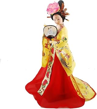 Chinese Doll Desktop Decor Tang Dynasty Queen Yangguifei Ancient Four Beauties Doll Statue Oriental Asian Geisha Girl 12 for Home Office Christmas Collectible,Red