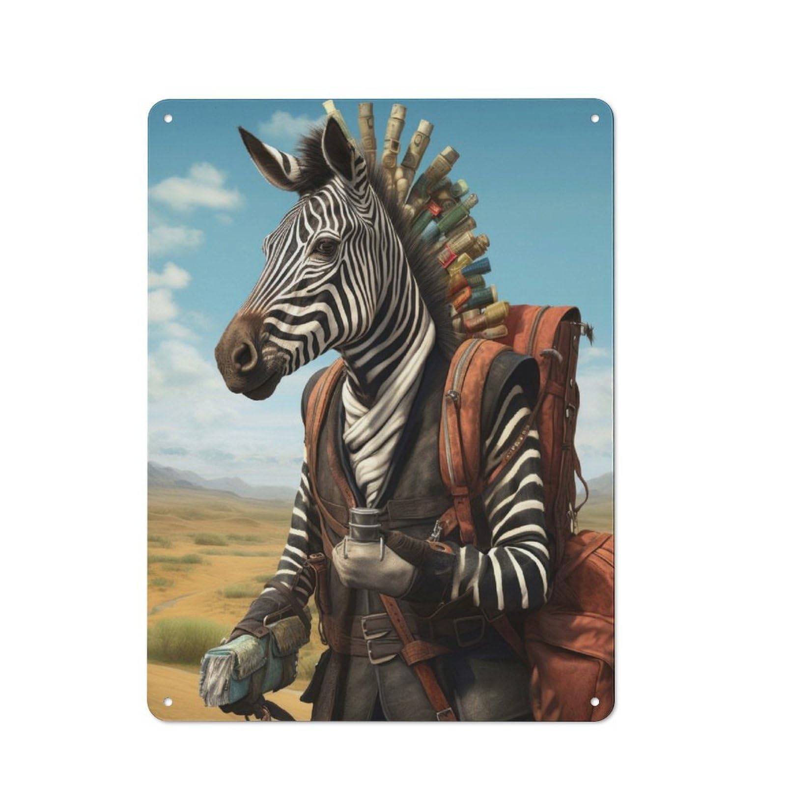 Junmoney Travel Guide Zebra Metal Wall Sign 40X30cm, Rustic Decor For Hallway Wall, For Metal Sign Collectors, For Garage And Workshop Walls