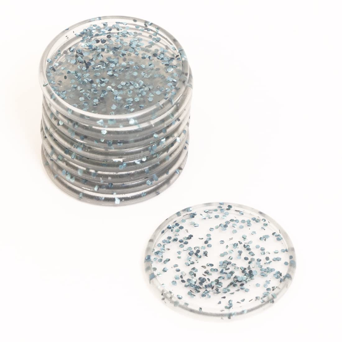 Craftelier Blue With Glitter - Plastic Glitter Disc Rings L For Scrapbooking Binding And Other Crafts For Planners, Agendas, Notebooks Or Albums | Pack Of 9 Pcs. 45 Mm Diameter - Colour