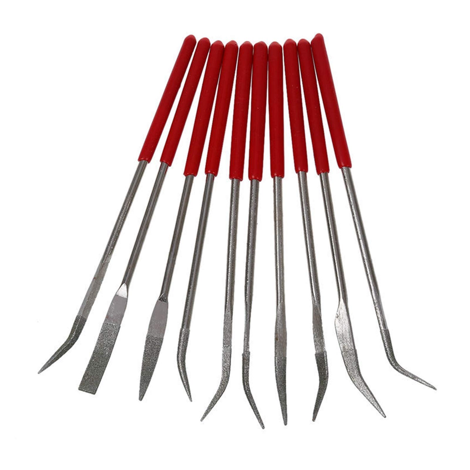 10 pz 160x4mm Lapidario Curvo Curvo di Diamante File ago Maniglia Rossa