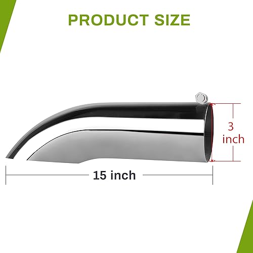 Miniatura 4 de AUTOSAVER88 Punta de escape abatible de 3 pulgadas, entrada de 3 pulgadas, salida de 3 pulgadas, longitud total de 12 pulgadas, punta de escape