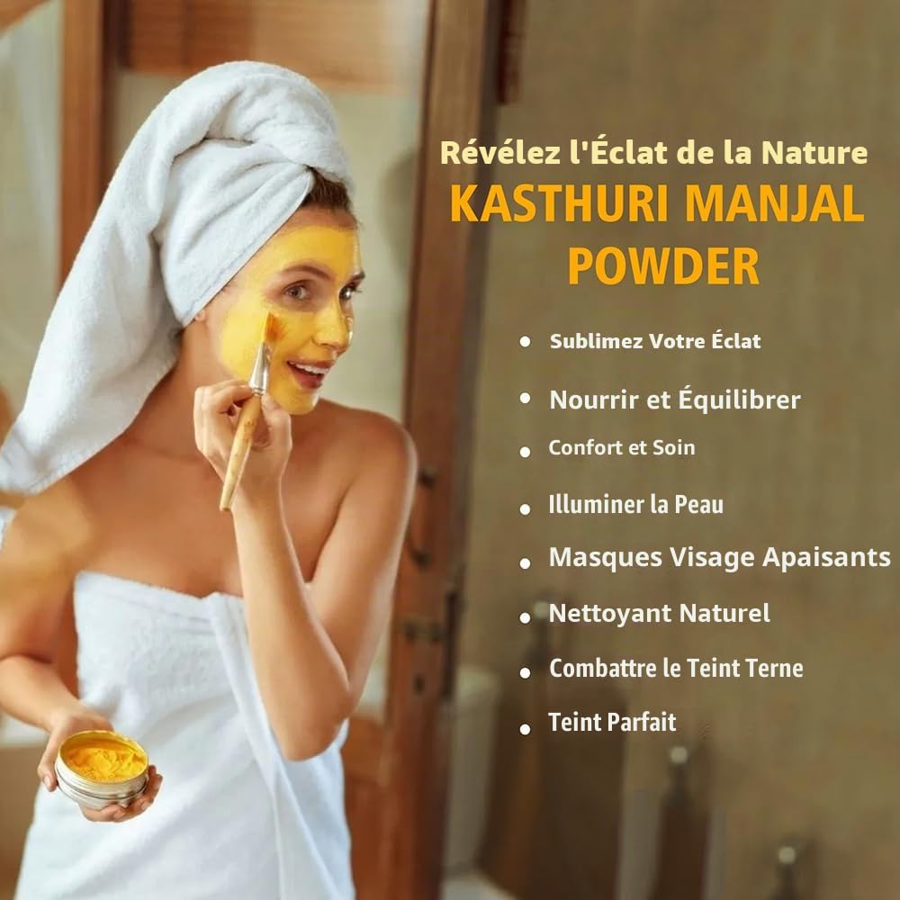 Hebhac Herbals Poudre de curcuma sauvage Kasthuri pour soins de la peau et du visage | Poudre de curcuma sauvage | Curcuma Aromatica | Poudre de qualité cosmétique pour le visage et la peau