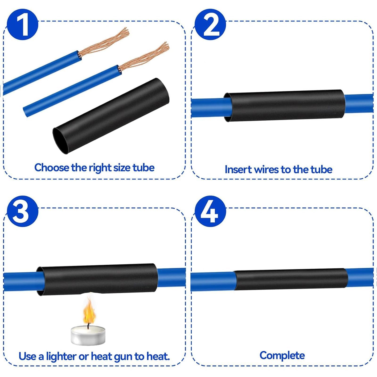 Gaine thermorétractable de 25 mm, 1 m de long, rapport 1,8:1, tube thermorétractable doublé adhésif pour isolation électrique, réparations, connecteurs de fils, câbles enroulés, noir [, 40 mm x 1 m)