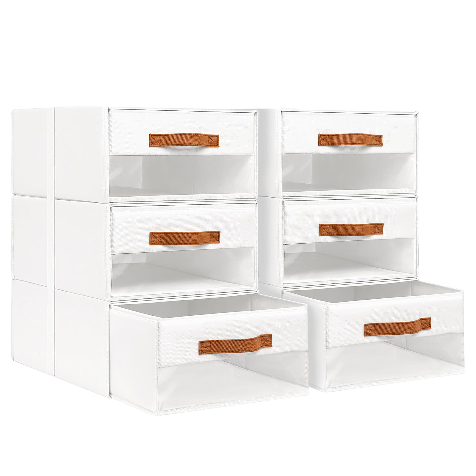 6 Pack Stackable Wardrobe Storage Drawers - Foldable Pull-Out Boxes — image 1