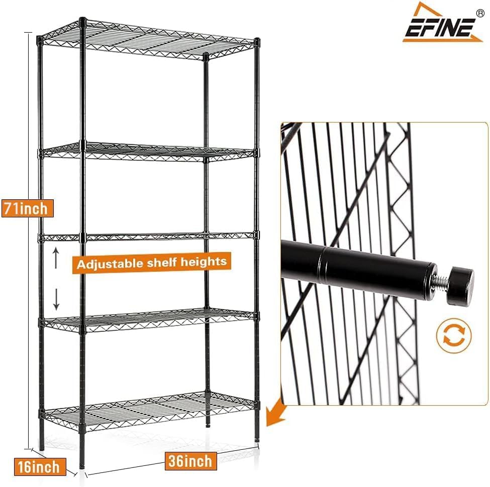 Miniatura 4 de Catalina Creations Estantería de alambre de 5 estantes con forro de 5 estantes, estantes de almacenamiento ajustables, estantes de pie resistentes