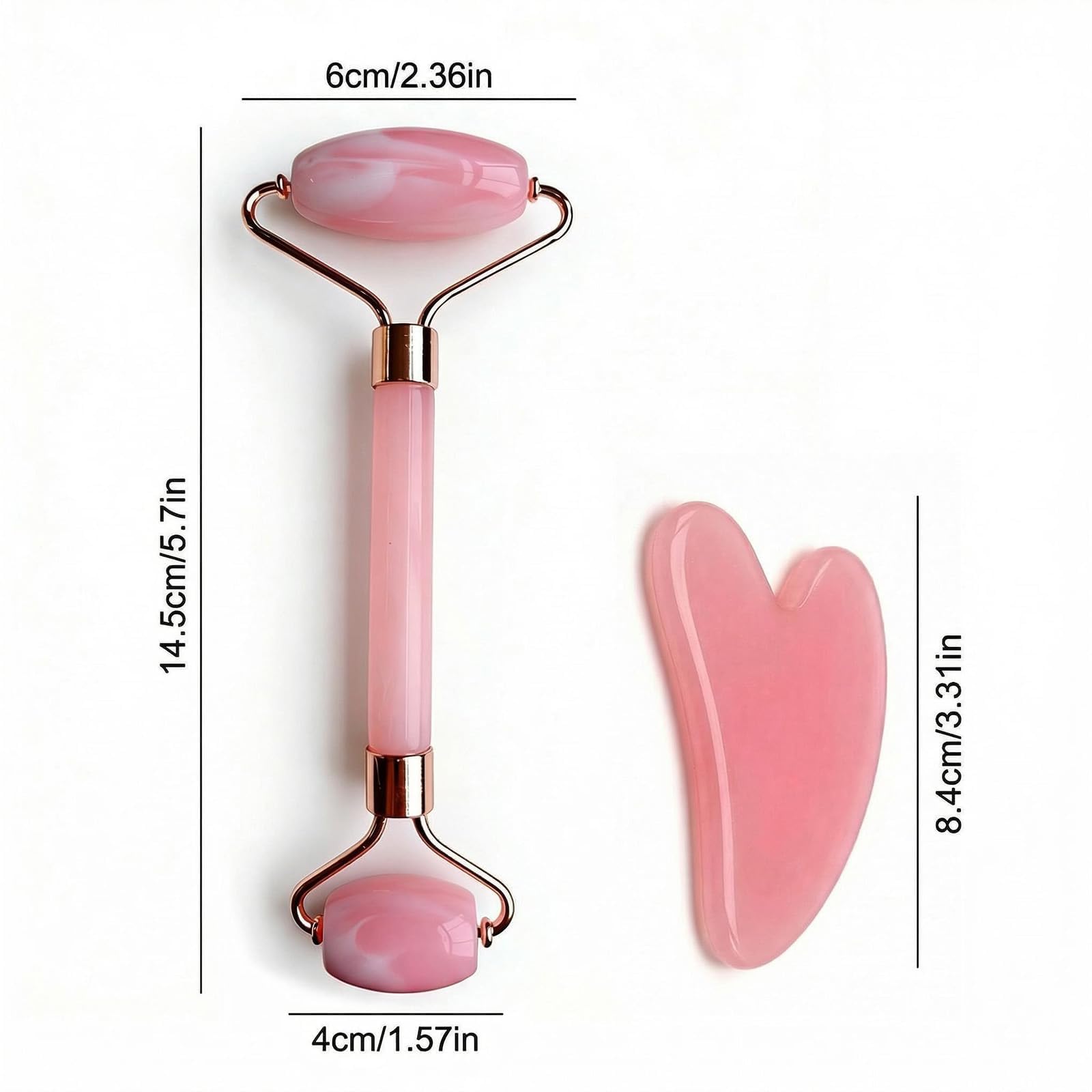 2 herramientas de masaje facial gua sha y rodillo de cuarzo, herramienta de cuidado de la piel para drenaje linfático facial, alivio de la tensión, reducción de la hinchazón, regalo para rutina de — view 2