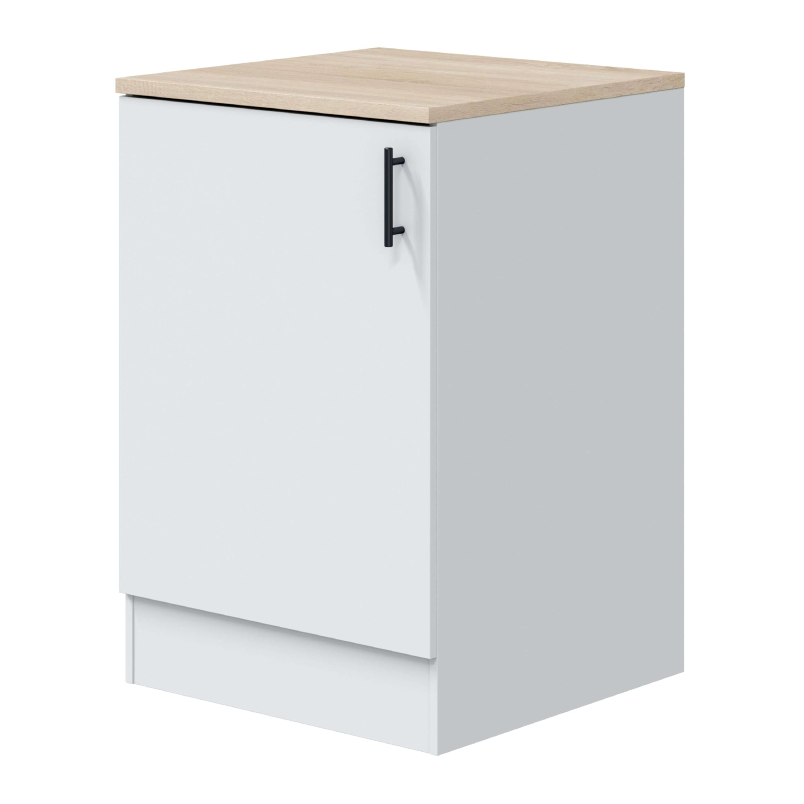 Bricohabitat Módulo Inferior Cocina Kira Moderno 1 Puerta Blanco Brillo y Roble Canadian 60x90x60 cm