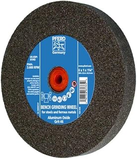 PFERD Vitrified Bench Grinding Wheel – Universal, 8" Diameter, 1" Thick, 1-1/4" Arbor, 46 Grit, Aluminum Oxide, for General Metalworking - Part 61765