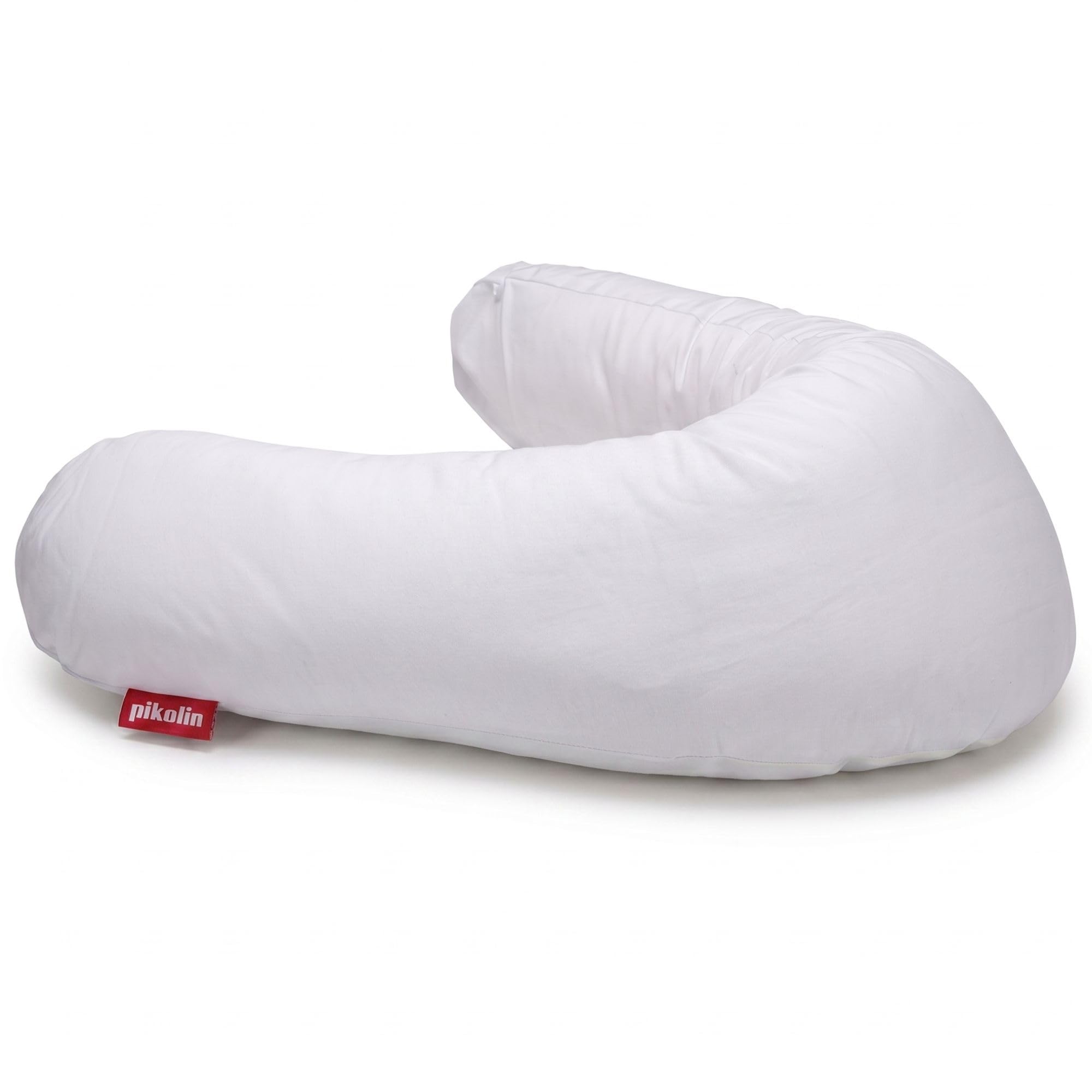 PIKOLIN Oreiller de Grossesse et Allaitement en Forme de C - Certifié Oeko-Tex - Taie en Coton Respirant et Lavable avec Traitement Anti-Acariens