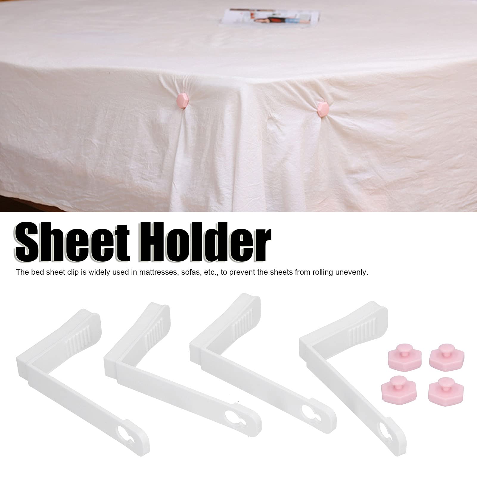 Bed Sheet Holder 4pcs, Plastic Bed Sheet Clips Belt Fastener Mattress Non Slip Quilt Covers Sheet Holders Gripper Fastener Clips for Bed Sofa