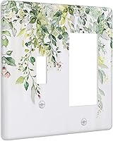 Vista 106 de Cubierta de interruptor de luz basculante de palanca de 2 bandas con textura de tablón rústico, diseño floral de mariposa y margarita