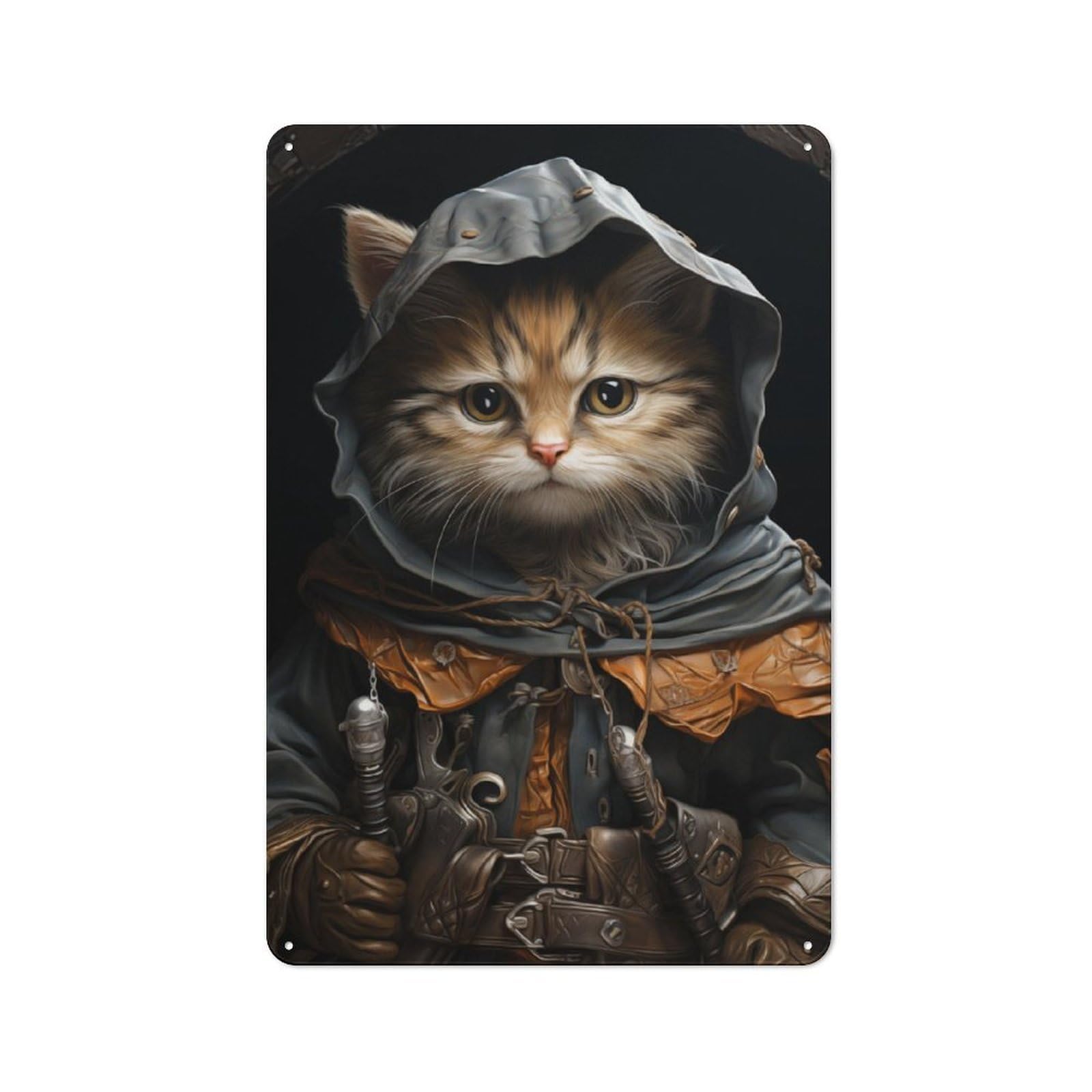 Junmoney Wizard Cat Tin Sign 30X20cm With For Home Bar Wall, Vintage Decor, For Garage, Workshop And Man Cave Decoration